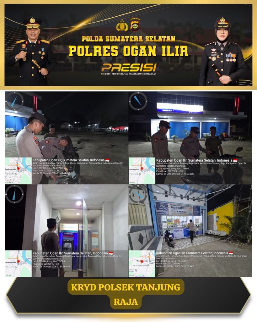 Intensifkan Patroli Cegah Kejahatan 3C, Polsek Tanjung Raja Gelar KRYD Selama Operasi Sikat Musi 2026